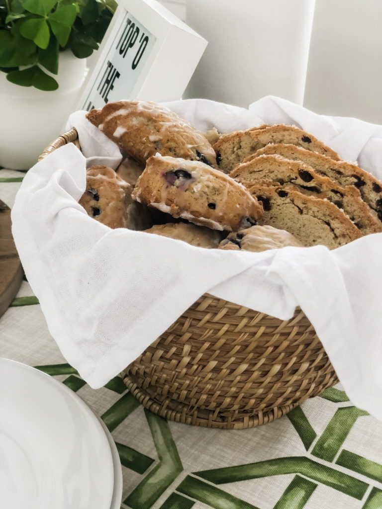 basket of soda bread for st. patricks day breakfast