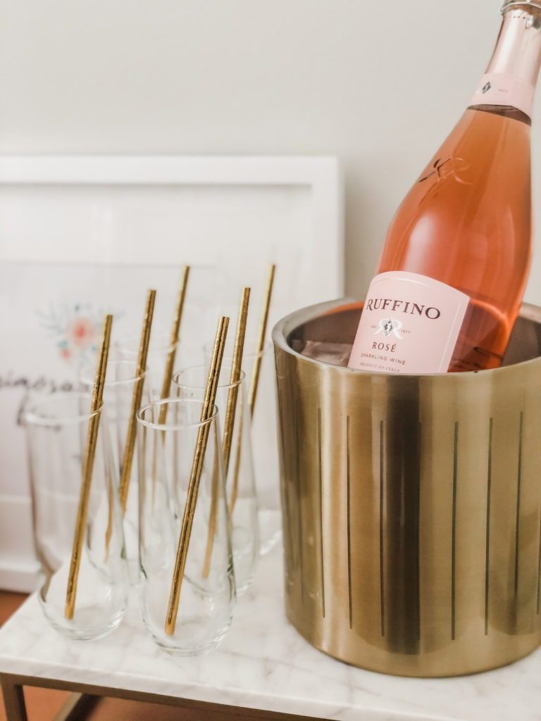 mimosa bar set up for bridal shower