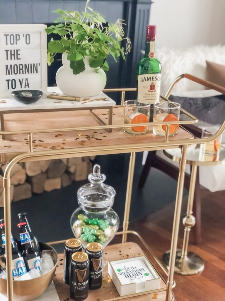 st patricks day bar cart