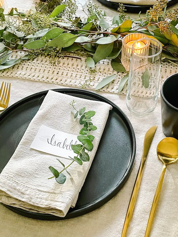 simple eucalyptus centerpiece