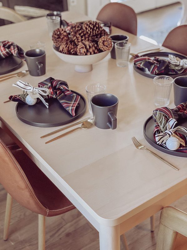 modern table set for christmas brunch
