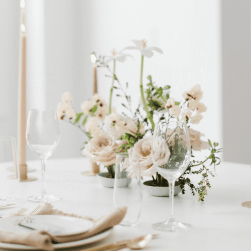 easter table linens in blush
