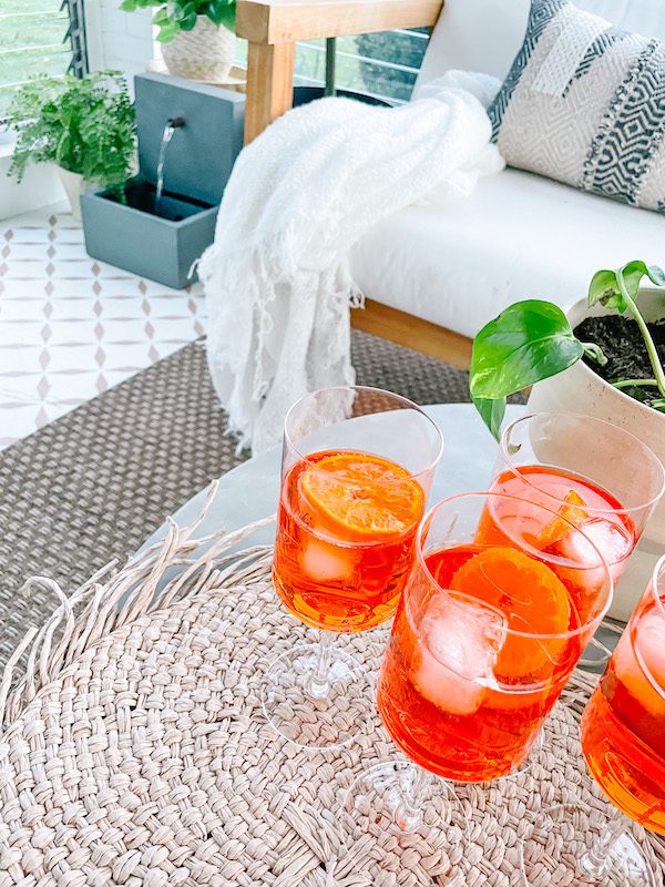aperol spritz party on a sunporch