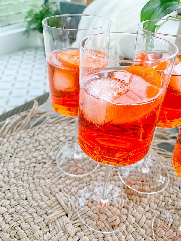 aperol spritz in a modern wine glass