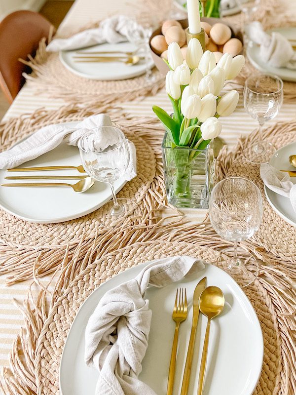 cute table set for easter breakfast