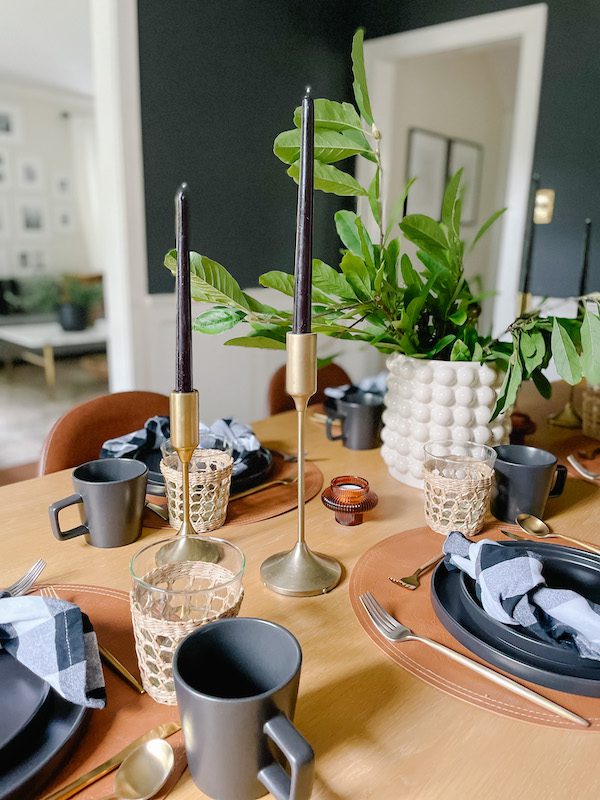 table set for a dinner party with friends