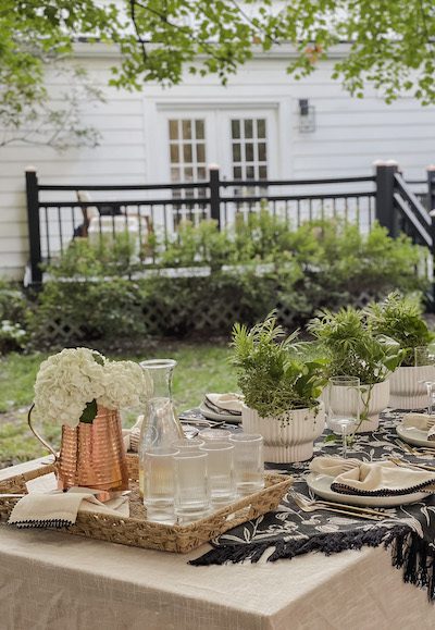 neutral outdoor table setting